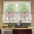 thumbnail image 4 of Yayeee Kitchen Curtains Tier Set of 2 Light Filtering 57"x24" Over Sink Window Panels, Red Flower, 4 of 7