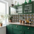 thumbnail image 6 of Mi Alma Retro Flower Green/Blue Tile Stickers - Removable Vinyl 4x4, 24 pcs, 6 of 11