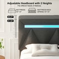 thumbnail image 4 of E-motie King Size PU Bed Frame with Upholstered Headboard, Platform Bed with LED Lights Charging Station, Gray, 4 of 9