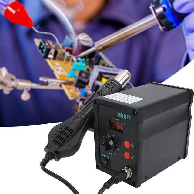 Kit De La Estación De Retorno De Aire Caliente, Pantalla Digital LED De 700W Tamaño Compacto 3 Boquillas Estación De Soldadura De Temperatura Ajustable Para La Reparación