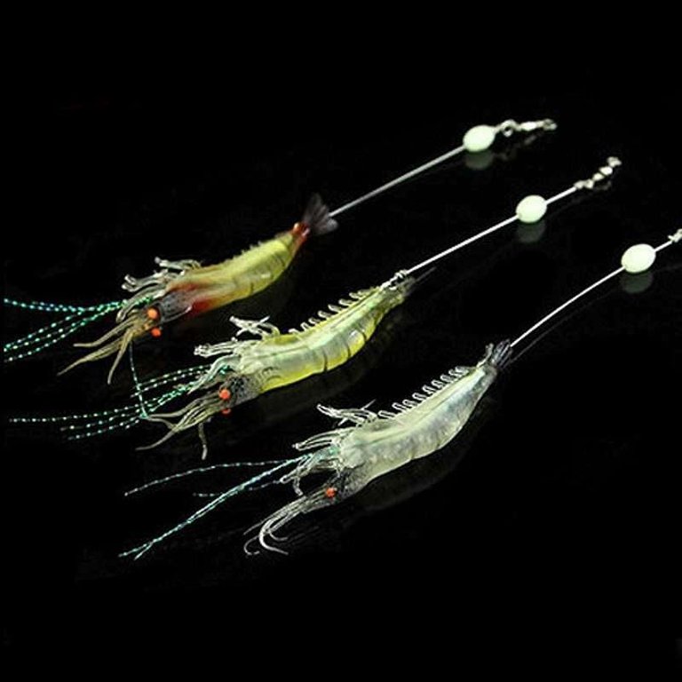 Toyella Sea Bass Soft Shrimp Shipwreck Black Fish Mouth Bionic Luminous  Fake Bait Set Fishing Gear Black head black tail 