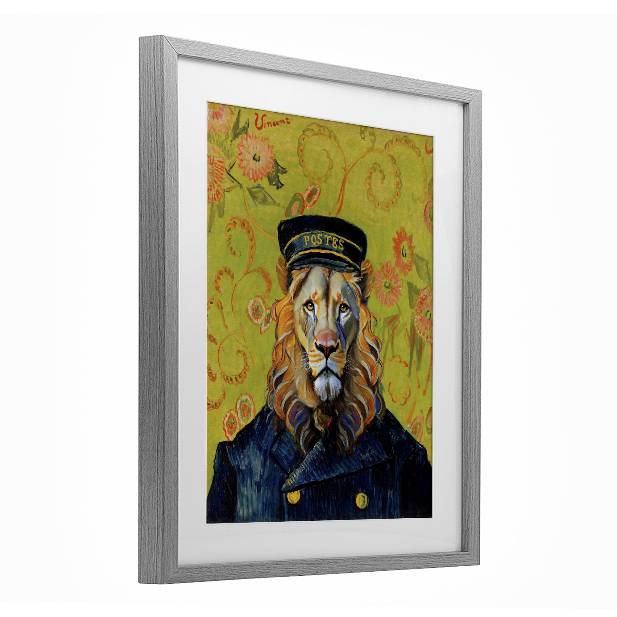 Stupell Industries French Lion Postmaster Gray Framed Print Under Glass, design by Grotto Studios