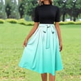 thumbnail image 2 of Vetsdori Short Sleeve Midi Dresses for Women Gradient Summer Sundress Wrap Beach,Pleated Casual Party Juniors Dress High Neck, 2 of 7