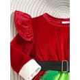 thumbnail image 6 of Elippeo Baby Girls Velvet Romper Dress Terry Trim Long Sleeve Santa Jumpsuit Christmas Hat Adorable Outfits 3 6 9 12 18 Months, 6 of 9