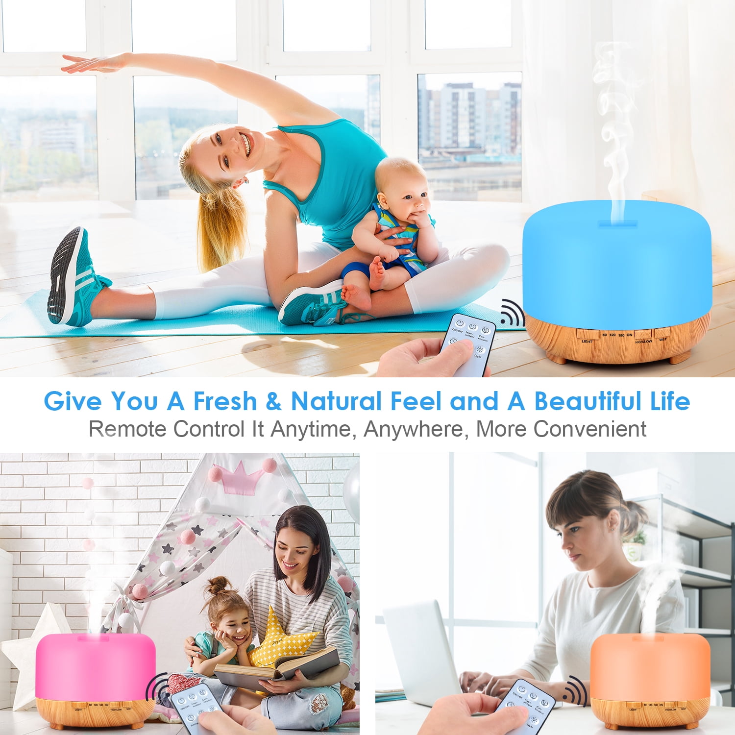 500ml Premium, Essential Oil Diffuser, 5 In 1 Ultrasonic Aromatherapy Fragrant Oil Humidifier Vaporizer, Timer and Auto-Off Safety Switch, 7 LED Light Colors
