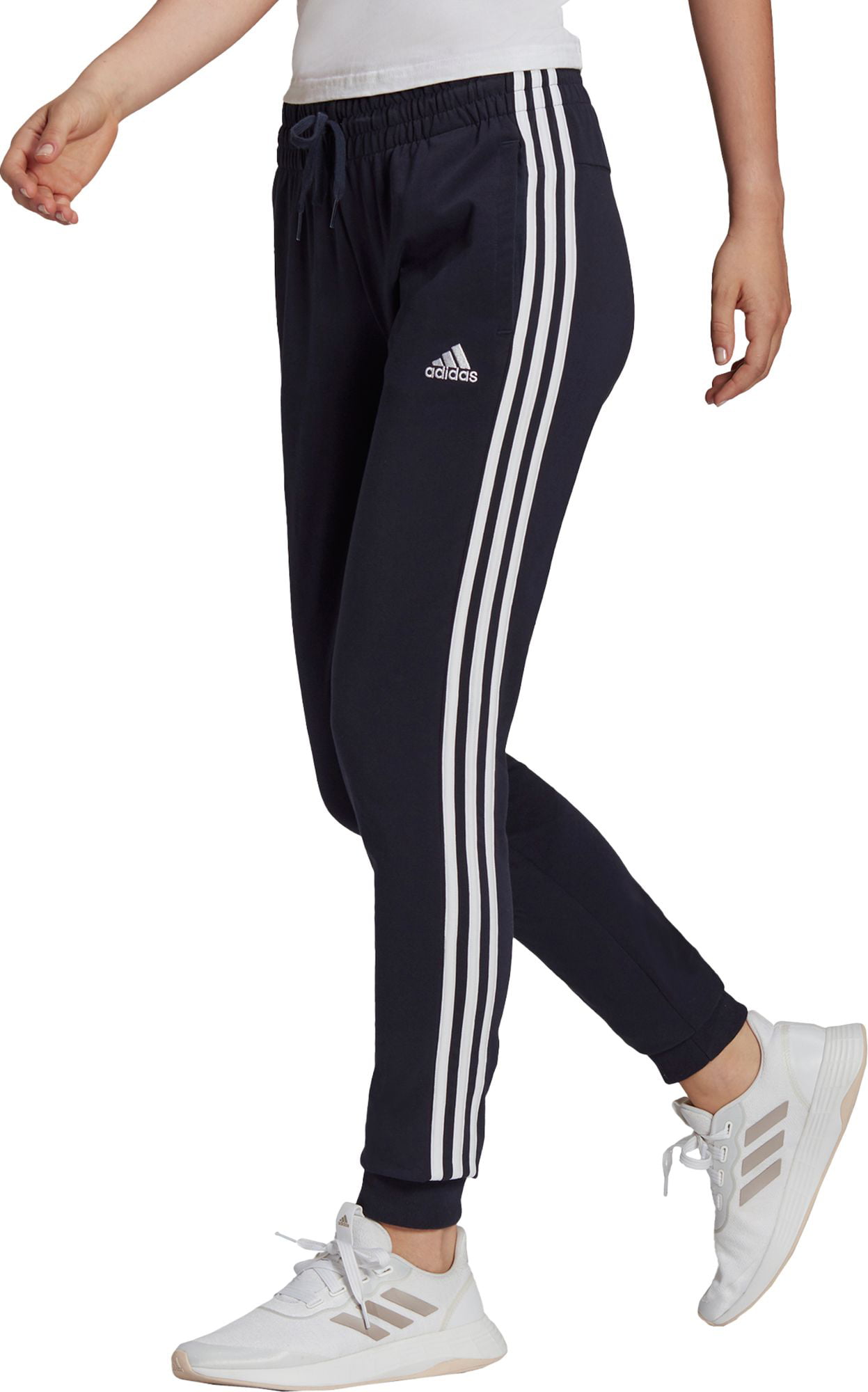 Onaangeroerd Speciaal eindeloos adidas Women's Essentials Single Jersey 3-Stripes Jogger Pants, Ink/White,  XXL - Walmart.com