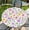 F-flower-2, variant on Spring Flower Round Fitted Tablecloth with Elastic Edge 52" Table Cloth Waterproof Reusable Outdoor Round Table Cover for Kitchen Picnic Patry