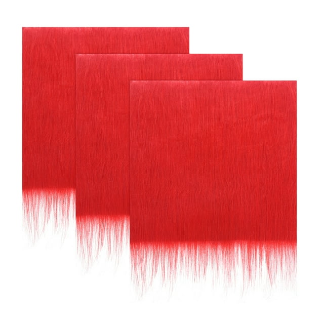 Unique Bargains Faux Fur Fabric Square, 10x10 Inches Furry Fur Patches Plush Rug Red for Crafts Christmas Decoration Pack of 3