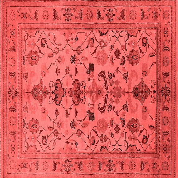 Ahgly Company Indoor Square Oriental Red Industrial Area Rugs, 5' Square