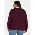 thumbnail image 3 of The Pioneer Woman V-Neck Pointelle Cardigan Sweater, Lightweight, Women’s Plus, 3 of 5