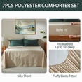 thumbnail image 3 of Bedtreat Queen Comforter Sets，7-Pieces Reversible Bedding Sets，Bed in a Bag with Comforter， Flat Sheet and Fitted Sheet, Pillowcases & Shams，Green/Milky Coffee, 3 of 9