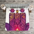 thumbnail image 3 of Ambesonne Hamsa Quilted Bedspread Set 3 Pcs, Colorful Floral Aura Energy, King Size, Pale Pink Violet Peach, 3 of 3