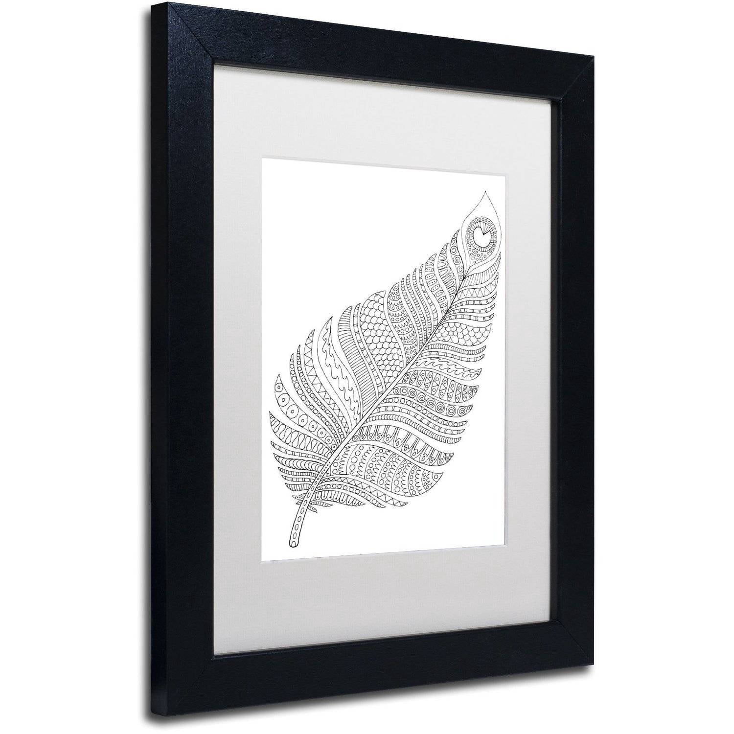 Trademark Fine Art "Single Feather" Canvas Art by Hello Angel, White Matte, Black Frame