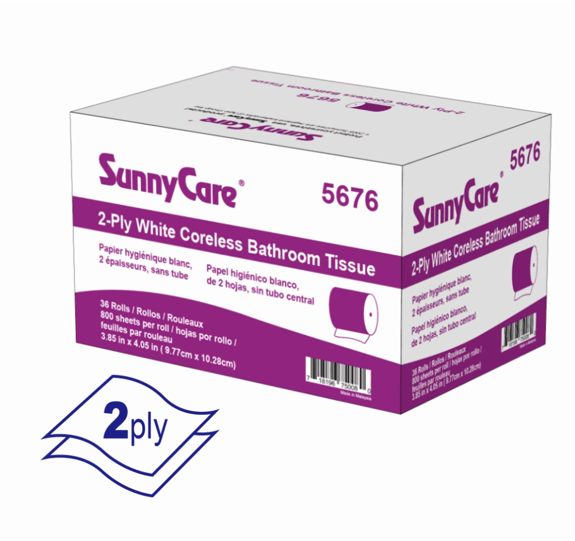 Sunnycare Two-ply White Coreless Bathroom Tissue 3.85in W x 4.05in L ; 36 Rolls/case