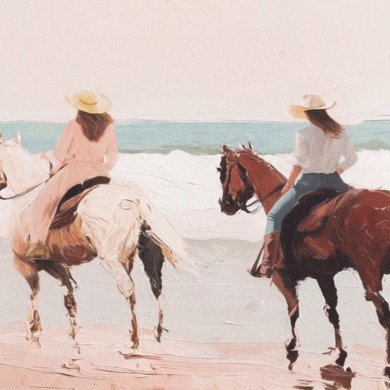 My Texas House Pink Shore Horseride 24" x 16" Coastal Framed Wall Art