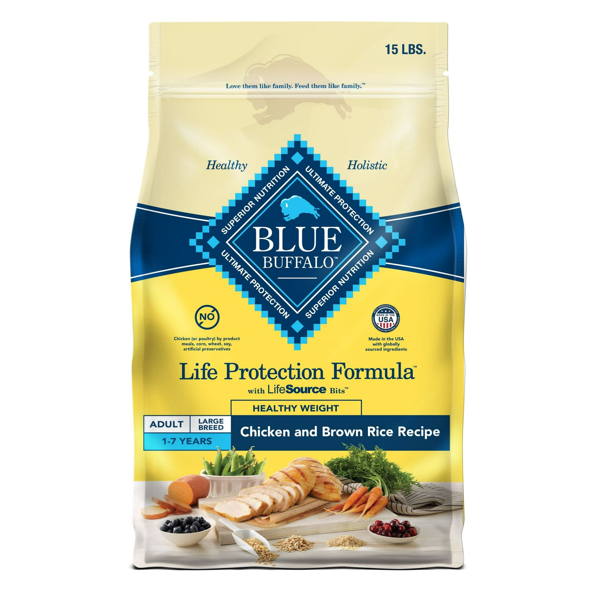 Blue Buffalo Life Protection Healthy Weight Adult Dry Dog Food Chicken & Rice 15lb Bag