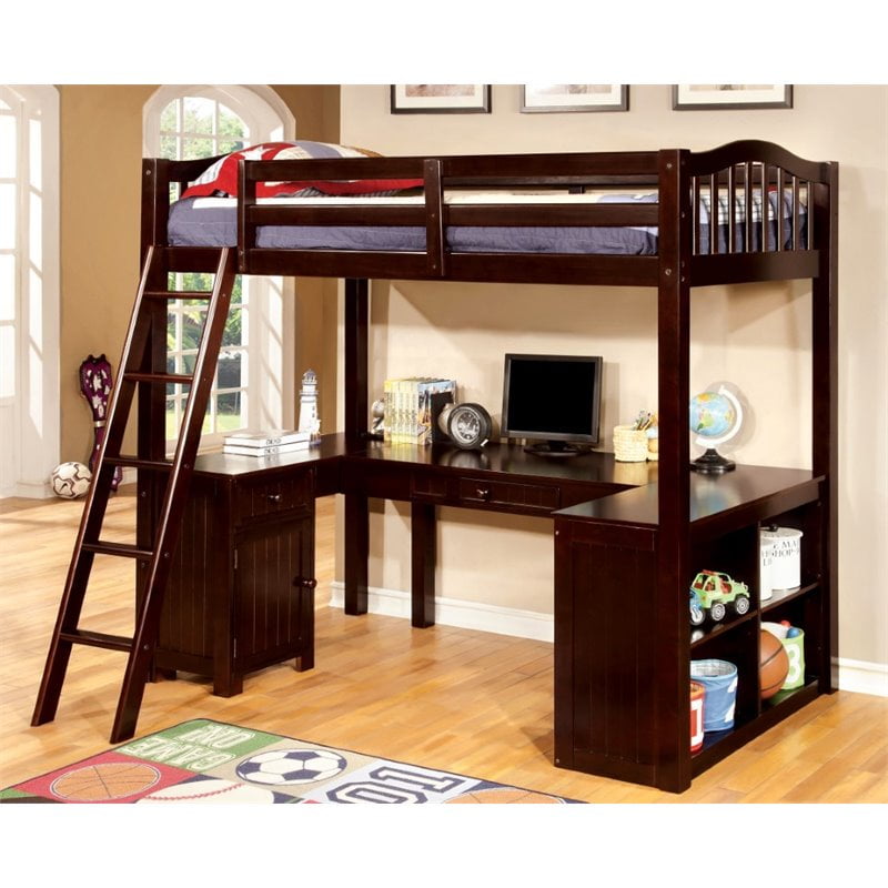 Furniture Of America Franklyn Wood Twin Loft Bed With Desk In