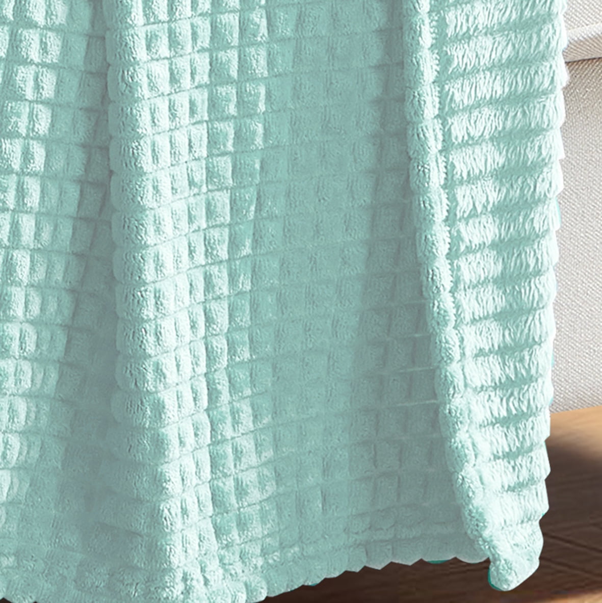Milton Solid Plush Throw Light Blue