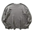 thumbnail image 1 of Ripped Long Sleeve Pullovers for Men in Loose Knit Solid Color, 1 of 7