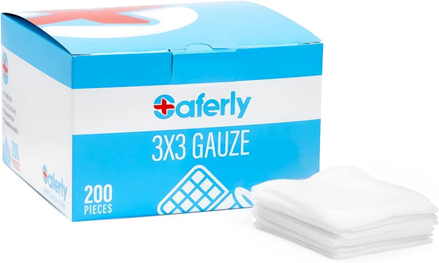 Saferly 3x3 Gauze Pads, Non Woven, Non Sterile Fabric Squares