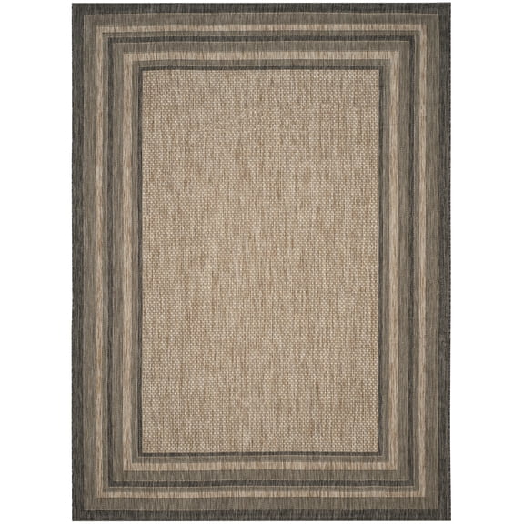 SAFAVIEH Courtyard Ercan Bordered Indoor/Outdoor Area Rug, Natural/Black, 8' x 10'