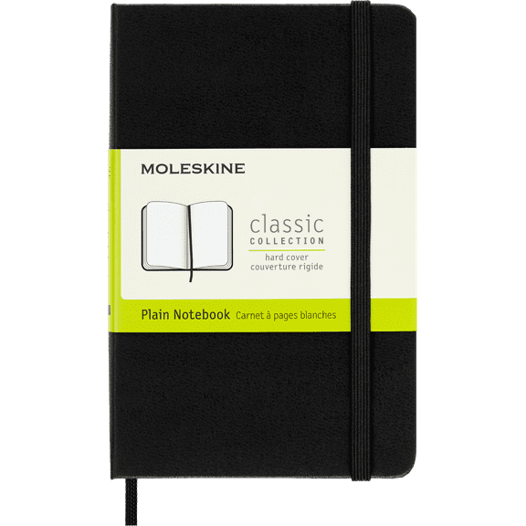 Moleskine Classic Notebook, Hard Cover, Pocket (3.5" x 5.5"), Plain, Black