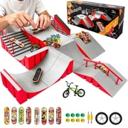 Finger Skateboard Park Kits,14 in 1 Skateboard Finger Toys with 8 Finger Skateboards & 14 Skatepark Deck Ramp,Finger Bike for Boys or Girls Gift,Mini Finger Skateboards Ramp Accessories Set