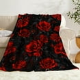 thumbnail image 4 of Luxurious Vintage Red Roses Oil Painting Style Throw Blanket Soft Warm Black Flannel with Vibrant Floral Design for Naps Camping Travel & Home Decor Ideal Gift for Friends Family & Lovers, 4 of 5