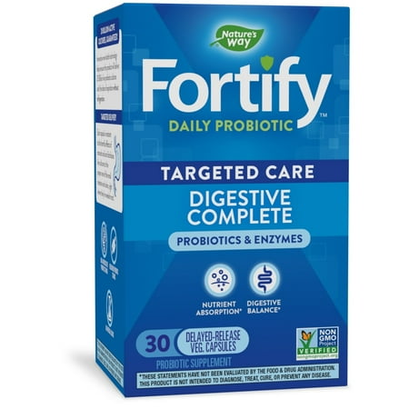 Natures Way Fortify Dual Action Digestive Complete -- 30 Veg Capsules