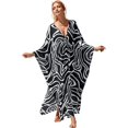 thumbnail image 1 of RanRui Vestidos Kaftan con estampado geométrico para mujer Caftanes Loungewear con cordón en la cintura, 1 of 4