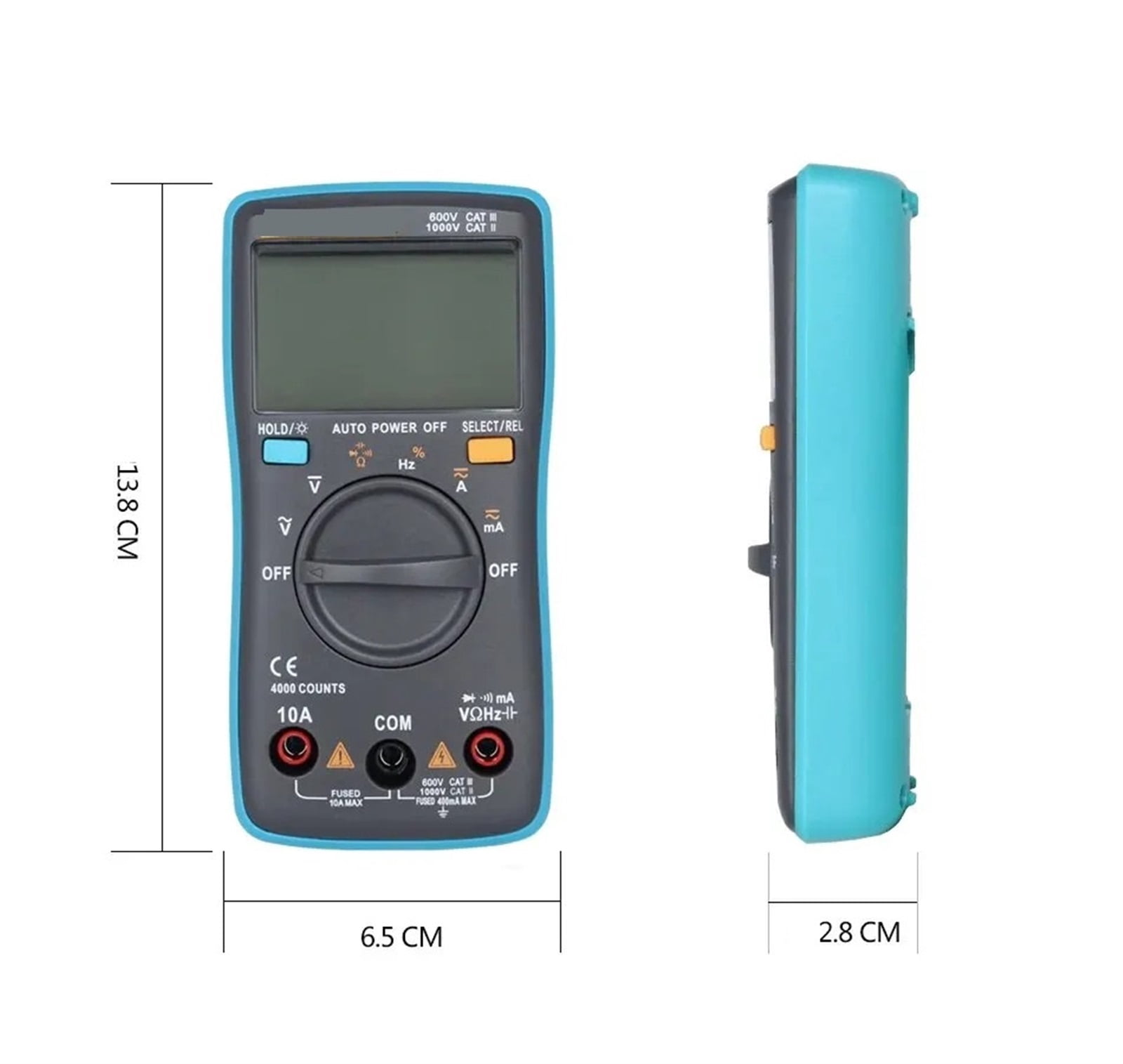 Digital Multimeter 4000 Counts DC/AC Voltage Current Capacitance Hz Diode Ohm Tester Ammeter Voltmeter Backlight ,Versatile Measurement