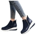 thumbnail image 2 of B91xZ Bottines pour Femmes à Talon Bas Antidérapantes Imperméables Chaussures d'Extérieur Confortables Mode Chaussures de Randonnée pour Femmes, Bleu 9, 2 of 5