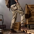 thumbnail image 5 of Men's Cargo Pants Straight Leg Functional Outdoor Casual Pants, Tactical Joggers for Hiking, Work and Adventure,Khaki,XL, 5 of 5