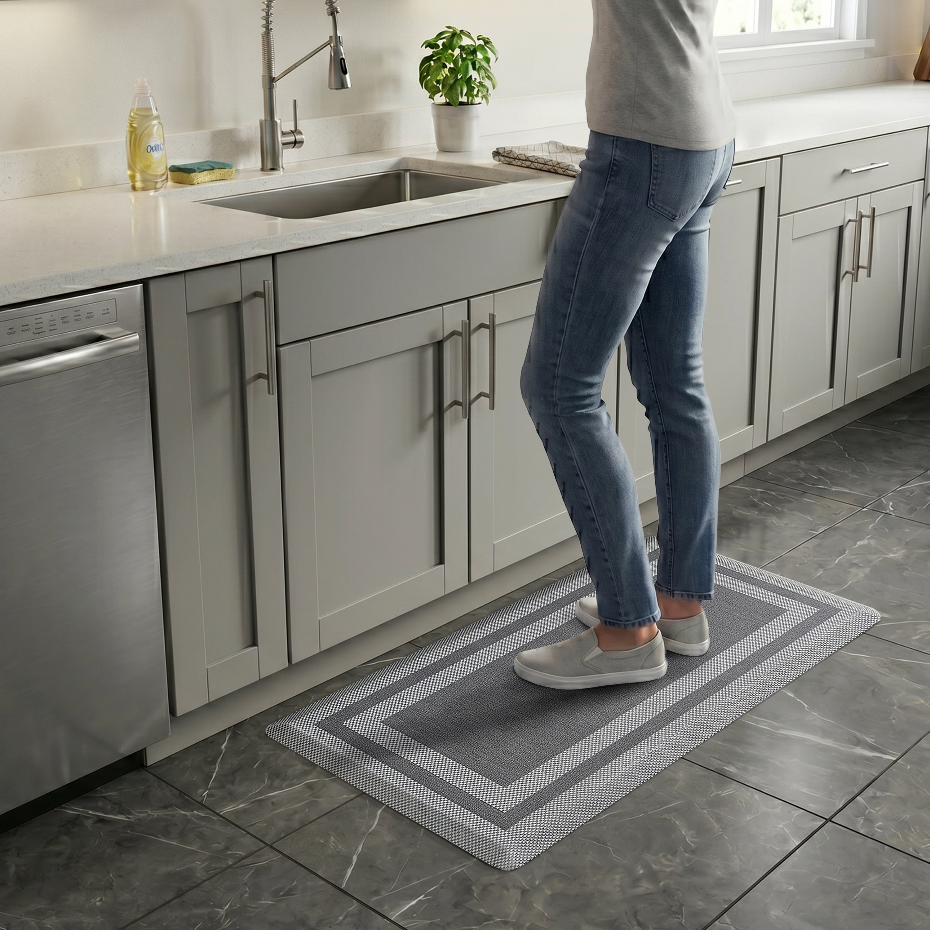 Allure Extra Comfort Anti Fatigue Mat 20x39 - Border - Grey