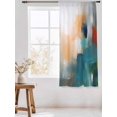 thumbnail image 3 of Sheer Curtains 63 Inch Length, Oil Painting Semi Sheer Curtains Light Filtering Window Treatment, Colorful Modern Abstract Graffiti Art Privacy Voile Drapes for Living Room Bedroom 52x63 Inch, 3 of 7