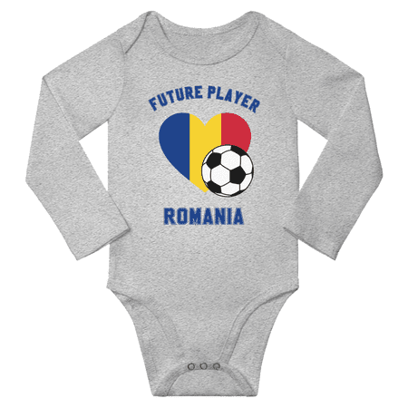 

Future Romania Soccer Player Baby Long Slevve Jumpsuits Clothes (Gray 3-6 Months)