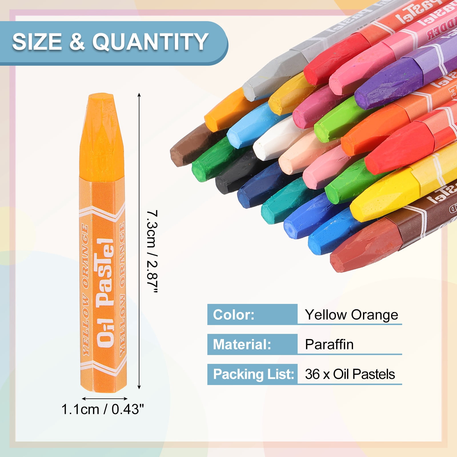 Uxcell Yellow Orange Oil Pastels, 36Pcs Soft Oil Crayons Vibrant and Creamy Pastels Stick Art Supplies for Art Painting Drawing Blending Graffiti for Artists Beginners