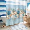 thumbnail image 5 of No Hook Shower Curtain, Beach Coastal Blue Shower Curtains for Bathroom with See Through Top Window, Nautical Shell Starfish Coral Summer Waterproof & Washable Bath Curtain Long 72"x78", 5 of 9