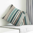 thumbnail image 3 of Teal Blue Striped Pillow Covers 18x18 Inch Decorative Throw Pillow Cover, Farmhouse Stripes Modern Abstract Art Sofa Pillowcases Accent Cushion Case Home Decor Bedroom Living Room, 3 of 6