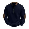 thumbnail image 4 of AWZXDE Men's Solid Color Half Zip Casual Sweatshirt, Minimalist Versatile Pullover for Outdoor Wear Navy,XXL, 4 of 7