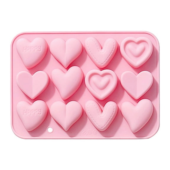 12-Cavity Love Shape Silicone Mold - Reusable, Non-Stick for Chocolate, Candy, Soap & Cake Decor, for Parties/Holidays