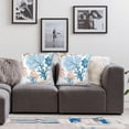 thumbnail image 5 of Nautical Coastal Blue Throw Pillow Covers 18x18 Set of 2 Beach Themed Ocean Coral Couch Decorative Pillow Cases Outdoor Sofa Cushion Cover for Bedroom Living Room, 5 of 6