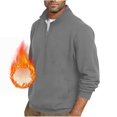 thumbnail image 5 of Aimik Men's Quarter Zip Sweatshirt Sherpa Lined Fleece Zipper Pullover Heavyweight Winter Warm Cotton Sweater-Gray S, 5 of 6