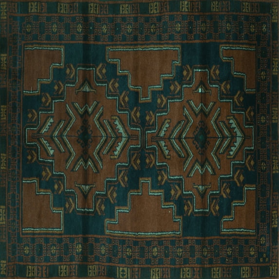 Ahgly Company Indoor Square Persian Turquoise Blue Traditional Area Rugs, 6' Square