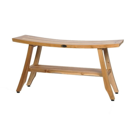 Ecodecors Earthyteak Satori 34 Teak Shower Bench With Shelf
