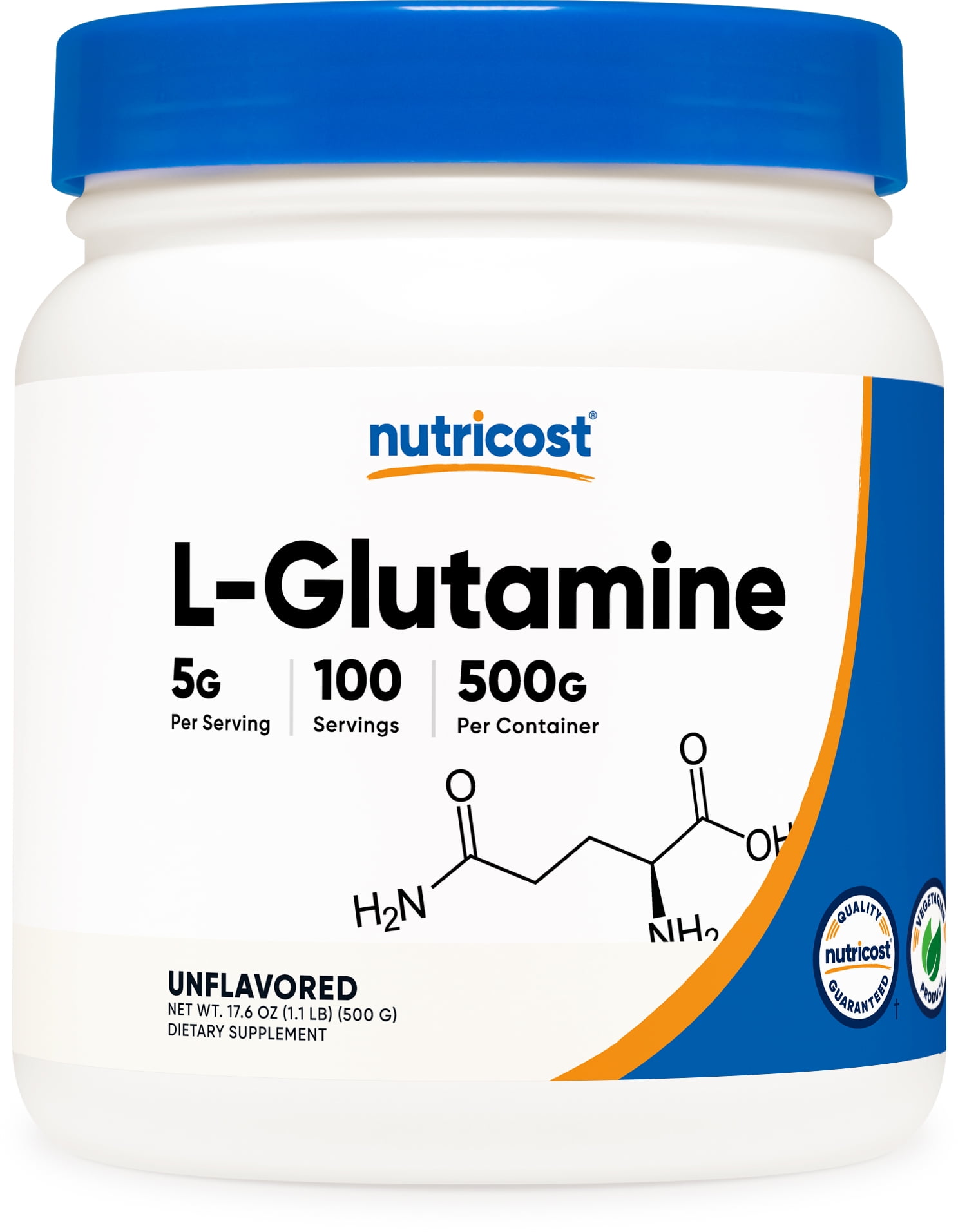 Nutricost LGlutamine Powder (500 G) 100 Servings IntraWorkout