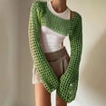 thumbnail image 5 of Sweater for Women Rainbow Hollow Out Long Sleeve Cutout Knitted Cover-Ups y2k Mesh Cropped Blouse Clothes 2026 Green S, 5 of 6