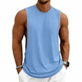 thumbnail image 3 of OIOLOYJM Men Workout Tank Tops Sleeveless Gym Muscle Quick Dry Shirt Athletic Running Breathable Tanks Summer Basic Lightweight Vest Light Blue L, 3 of 10