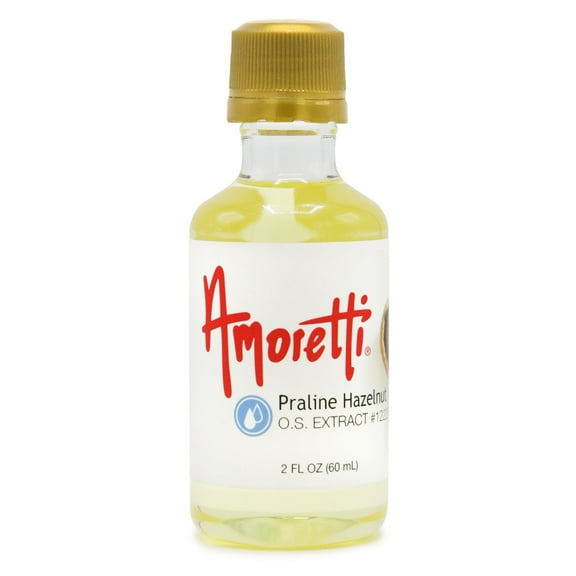 Amoretti - Praline Hazelnut Extract Oil Soluble 2 oz - Highly Concentrated & Perfect For Pastry or Savory applications, Preservative Free, Vegan, Kosher Pareve, TTB Approved, Non-GMO
