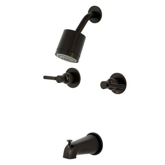 Kingston Brass KBX8145DL Concord Robinet de Baignoire et de Douche avec 2 Poignées - Bronze Huilé